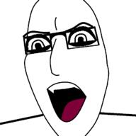 angry anime glasses open_mouth redraw soyjak style_emulation tongue variant:cobson // 721x720 // 10.5KB