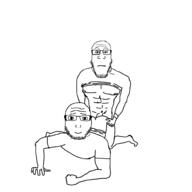 2soyjaks buff closed_mouth clothes full_body gay glasses neutral nsfw penis sex smile soyjak stubble subvariant:lawrence subvariant:neutralplier variant:markiplier_soyjak // 2000x2000 // 114.7KB