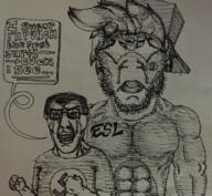 3_eyes arm art black_and_white black_skin clothes crying discord drawfag drawing esl fnf_pedo glasses glowing_eyes hair hand hat ink jojos_bizarre_adventure meta:soytober meta:soytober2024 multiple_eyes muscles seething soyjak stubble subvariant:chudplier swastika text third_eye variant:chudjak variant:markiplier_soyjak // 993x916 // 1.5MB