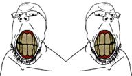 2soyjaks angry clenched_teeth glasses merge mirrored soyjak stubble variant:feraljak variant:gapejak yellow_teeth // 1500x864 // 304.5KB