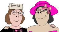 closed_mouth clothes drawfag female friendship glasses hat heart i_love jojos_bizarre_adventure kars no_more_brother_wars no_more_sister_wars ribbon ribbon_(namefag) serious_hat smile sodack soyjak subvariant:female_cobson subvariant:gapejak_female text variant:cobson variant:gapejak // 1842x1000 // 307.0KB