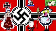 anime clothes flag fujiwara_no_mokou hat heart judaism kippah kirisame_marisa kochiya_sanae large_nose music nazism skull subvariant:wholesome_soyjak swastika touhou variant:bernd variant:gapejak video video_game // 1920x1080, 200.3s // 12.6MB