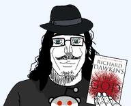 atheism blue_eyes book chad clothes glasses hat jojos_bizarre_adventure long_hair moustache mustache reddit showing_something variant:unknown // 1114x900 // 228.4KB