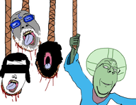 4soyjaks ack admin_6 admin_thrembo beheaded glasses halo hanged hanging niggerjak noose open_mouth rope smile soyjak stubble subvariant:wholesome_soyjak tongue_out variant:bernd variant:gapejak variant:vlodson white_beard white_stubble wholesome yellow_teeth // 733x568 // 201.9KB