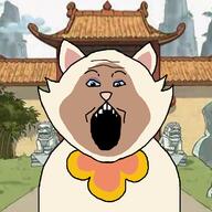 animal bib blue_sclera cartoon cat china cloud drawn_background ear furry grass open_mouth rock sagwa siamese_cat soyjak statue temple tree variant:markiplier_soyjak // 1200x1200 // 907.7KB