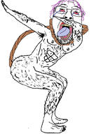 ack anhero bloodshot_eyes body_hair buff crying dab full_body glasses hairy no_help_me open_mouth purple_hair rope soyjak stubble suicide tongue tranny variant:bernd // 378x530 // 68.8KB