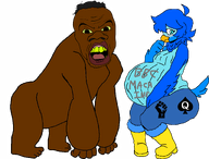 angry animal anthro ape bbc beak bird black_baby_factory black_skin blue_skin feather full_body furry gemeraldiest_comments_section💎💎💎enter_as_you_please💎💎💎 glasses gorilla martlet_(undertale_yellow) meta:leaky monkey open_mouth pregnant queen_of_spades red_lips sheeeit soyjak stubble subvariant:feralnigger tattoo tyrone undertale undertale_yellow variant:feraljak video_game yellow_beak yellow_sclera yellow_teeth // 1600x1216 // 275.6KB