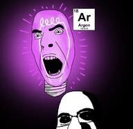 2soyjaks argon chemistry element evil glowing lightbulb noble_gas ominous open_mouth soyjak variant:cobson // 1106x1079 // 895.3KB