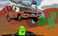 3soyjaks angry background balding beard black cactus canyon car closed_mouth clothes confederate desert drawn_background flag flying gem general_lee glasses glowie glowing grey_hair hair hat ias jumping middle_finger mountain mustache open_mouth orange pipe plant sky smirk smoke smoking soyjak stubble text the_dukes_of_hazzard uniform united_states variant:chudjak variant:feraljak variant:thunderf00t windows // 950x599 // 206.8KB