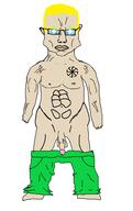 angry aryan buff closed_mouth ear eyes full_body glasses glowing hair naked nsfw penis soyjak subvariant:chudjak_front subvariant:obsessedchud variant:chudjak white_skin yellow_hair // 1200x1900 // 76.3KB