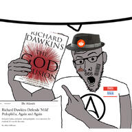 666 atheism barcode faggot glasses map_(pedophile) mick_(namefag) my_name_is_(sticker) name_tag news npc open_mouth paper pedophile pedophilia pointing poop reddit richard_dawkins satanism soyjak speech_bubble stubble template variant:koolson // 1080x1080 // 459.2KB