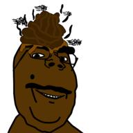 brown_skin bug clothes fly glasses hat mustache poop smile soyjak variant:gapejak // 512x512 // 360.5KB