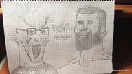 angry bloodshot_eyes clothes crying gigachad glasses hair heart i_love redraw soy soyjak stubble text traditional_media variant:soyak // 4000x2240 // 2.9MB