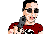 glasses gun hair looking_at_you nazism red_shirt ring shadows smile transparent_background variant:chudjak weapon white_skin // 650x473 // 27.9KB