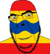 flag flag:overjissel full_head glasses hair looking_at_you netherlands open_mouth overjissel smile soyjak stubble teeth variant:cobson // 775x849 // 25.4KB