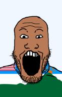 black_skin clothes country flag flag:grand_gedeh_county flag:liberia glasses grand_gedeh_county hair liberia liberian mustache open_mouth small_eyes soyjak stubble transparent transparent_background variant:feraljak yellow_sclera // 600x935 // 29.2KB
