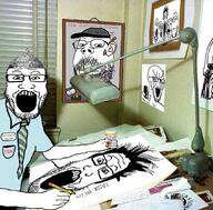 arm clothes doctor drawing ear glasses harvey_ball hat irl irl_background meds necktie pencil qa_(4chan) schizo soyjak soyjak_quintet stubble subvariant:dr_soystein text tin_foil variant:et variant:gapejak variant:markiplier_soyjak variant:soyak variant:tony_soprano_soyjak // 1075x1058 // 310.3KB