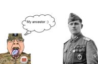 aryan badge bubble button cap clothes flag germany glasses hat jacket mcdonalds multicam my_ancestor national_socialism nazism open_mouth patch roa russia russian_liberation_army russian_volunteer_corps speech_bubble stubble tongue tunic ukraine variant:bernd volunteer_corps // 1560x1026 // 632.3KB