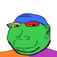 clothes colorful ear eyelids glasses small_eyes smile soyjak stubble subvariant:massjak subvariant:wholesome_soyjak variant:gapejak // 600x600 // 10.9KB