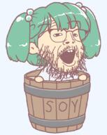 anime barrel buck_teeth bucket full_body glasses green_hair gyate_gyate hair open_mouth series:gyatejaks soy soyjak stubble touhou tranny_artstyle variant:buckteeth_soyjak video_game // 700x880 // 33.0KB