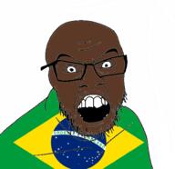 angry black_skin brazil clothes country flag flag:brazil glasses open_mouth soyjak stubble variant:feraljak // 976x944 // 314.9KB