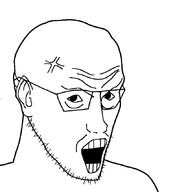 angry ear forehead_lines glasses open_mouth soyjack stubble teeth traced variant:unknown vein // 780x857 // 93.5KB