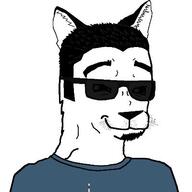 closed_mouth clothes ear feline furry glasses goatee hair raised_eyebrow smile soyjak sunglasses variant:chudjak // 400x400 // 20.9KB