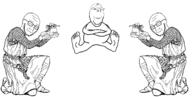 5soyjaks arm closed_eyes closed_mouth clothes concerned foot frown full_body giving glasses hand holding_object kneel leg smile soyjak stubble subvariant:wholesome_soyjak variant:gapejak variant:soyak // 1387x700 // 175.4KB