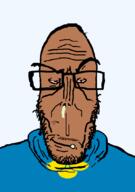 angry brown_skin closed_mouth clothes county european flag flag:møre_og_romsdal glasses mucus mustache mutt møre_og_romsdal norway red_eyes soyjak subvariant:euromutt sweater transparent_background variant:markiplier_soyjak white_skin // 591x843 // 25.5KB