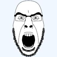 angry eyebrows glasses open_mouth stubble subvariant:cobson_front2 thick variant:cobson white_eyes // 800x800 // 44.0KB