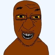 bald black_skin diamond_teeth glasses grille nigger variant:crimjak yellow_eyes // 1280x1280 // 158.9KB