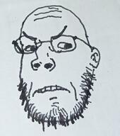 angry closed_mouth ear frown glasses redraw soyjak stubble variant:gapejak // 779x881 // 78.6KB