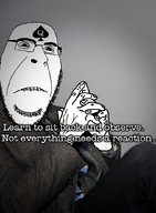arm biting_lip caption clothes finger glasses hand horny irl irl_background learn_to_sit_back_and_observe meme motivational observing queen_of_spades reaction shading shadow sigma sigma_male soyjak stubble subvariant:hornyson subvariant:spadeson suit tattoo text variant:cobson // 620x847 // 399.1KB