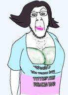 arm body_hair brown_hair clothes full_body glasses hair lipstick smug soyjak stubble text tranny transgender_flag tshirt variant:tewi watermelon // 405x563 // 63.3KB
