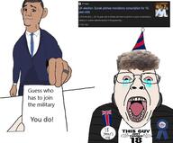 2soyjaks badge big_ears birthday birthday_hat bloodshot_eyes brown_hair brown_skin clothes crying dark_hair flag:united_kingdom front_facing glasses hair indian military news open_mouth pale_skin puffer_jacket ring rishi_sunak smug suit teeth united_kingdom variant:bartender variant:bernd zoomer zoomer_hair // 601x498 // 67.2KB