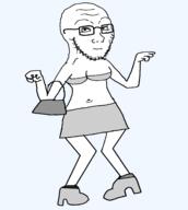 booba bra clothes eye_shadow eyelashes full_body glasses looking_to_the_left makeup purse sassy series:slutjaks skirt slut subvariant:slutjak tits variant:soyak zesty // 2560x2860 // 269.1KB