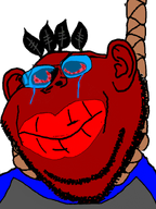 beetroot big_lips black_skin broot_(user) crying food glasses hanging jartynigger red_skin rope series:brootiverse stubble trend:jartycuck variant:impish_soyak_ears vegetable // 598x800 // 382.4KB