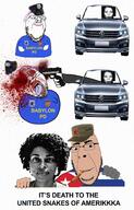 3soyjaks badge blood bloodshot_eyes car cigar comic crying cuba eyebags friendship glasses hair lipstick maoism multiple_soyjaks murder nazism open_mouth purple_hair smile smoking soyjak stubble swastika text tongue tranny variant:cobson variant:gapejak volkswagen white_skin yellow_teeth // 1800x2800 // 7.2MB