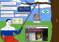 2soyjaks CrimeanChud_(namefag) Fair_use ack article award buff clothes crimea crimean crimean_tatar deportation flag:crimean_tatar genocide geography hang hanged hanging hat irl_photo lynching map massacre news noose persecution rope smile smug star_and_crescent star_of_david template thought_bubble traditional_hat tree variant:chudjak // 2100x1500 // 716.9KB