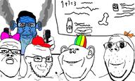 5soyjaks arm blue blue_skin bow calm cap child children class classroom closed_mouth clothes ear female firearm fume glasses gun hair hand hat holding_gun holding_object holding_pistol oh_my_god_she_is_so_attractive penis pistol propeller_hat school smile smoke smug soyjak stretched_chin stubble subvariant:wholesome_soyjak teacher variant:a24_slowburn_soyjak variant:gapejak variant:impish_soyak_ears variant:markiplier_soyjak variant:soyak vein weapon whiteboard // 2000x1200 // 341.4KB