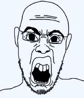 aliased angry big_eyes big_lips buck_teeth disgusted ear fixed glasses open_mouth soyjak stubble template transparent_background variant:halojak // 620x720 // 30.2KB