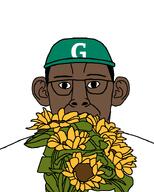 big_lips black_skin bouquet cap clothes ear flower_boy gay glasses golf_wang hat looking_at_you nigger soyjak subvariant:the_creator sunflower tyler_the_creator variant:chudjak // 592x740 // 69.3KB