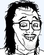 crazed glasses mullet mustache raised_eyebrow shirts smile splice stubble subvariant:sleazejak variant:mulletjak // 685x850 // 37.3KB