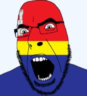 castle flag flag:kaliningrad_oblast full_head glasses hair kaliningrad_oblast looking_to_the_right oblast open_mouth russia soyjak stubble teeth text transparent transparent_background variant:cobson // 721x789 // 35.0KB