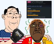 award boxing boxing_glove brown_skin ear flag:odessa flag:united_states garf_(user) glasses hair heresy meta:namefags nigger odessanbvll(namefag) orange_hair rotten_teeth sad smile soyjak_forum stink_lines stinky stubble united_states variant:bernd variant:protestantjak vote zartycuck // 1265x1037 // 400.9KB
