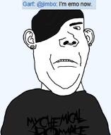 artist:toniylijani black_shirt comment ear earring eyebrows garf_(user) goth hair hair_over_eyes jewelry jimbo_(namefag) my_chemical_romance nose nose_ring open_mouth sad soybooru unhappy variant:protestantjak white_skin wrinkles // 726x888 // 39.3KB