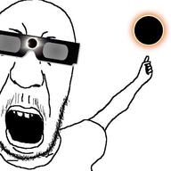 2024 april april_8 eclipse glasses open_mouth pointing stubble sunglasses teeth variant:traxjak // 500x500 // 33.2KB