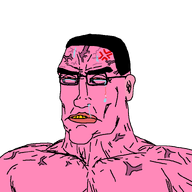 anger_mark angry bloodshot_eyes buff crying ear glasses hair muscular_male pink seethe seething series:pink_rage soyjak subvariant:perceptive_chud sweating teeth variant:chudjak vein yellow_teeth // 799x799 // 41.4KB
