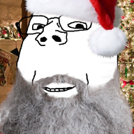 beard christmas clothes glasses hat santa santa_hat smile soyjak subvariant:wholesome_soyjak variant:gapejak // 600x800 // 621.0KB