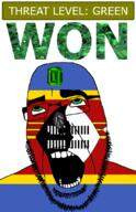 ahegao country emerald eswatini flag flag:eswatini gem glasses green green_eyes hair looking_up open_mouth schlog_color_event shield soyjak soyjak_blog stubble sword teeth text threat_level_green variant:cobson won // 721x1115 // 167.2KB